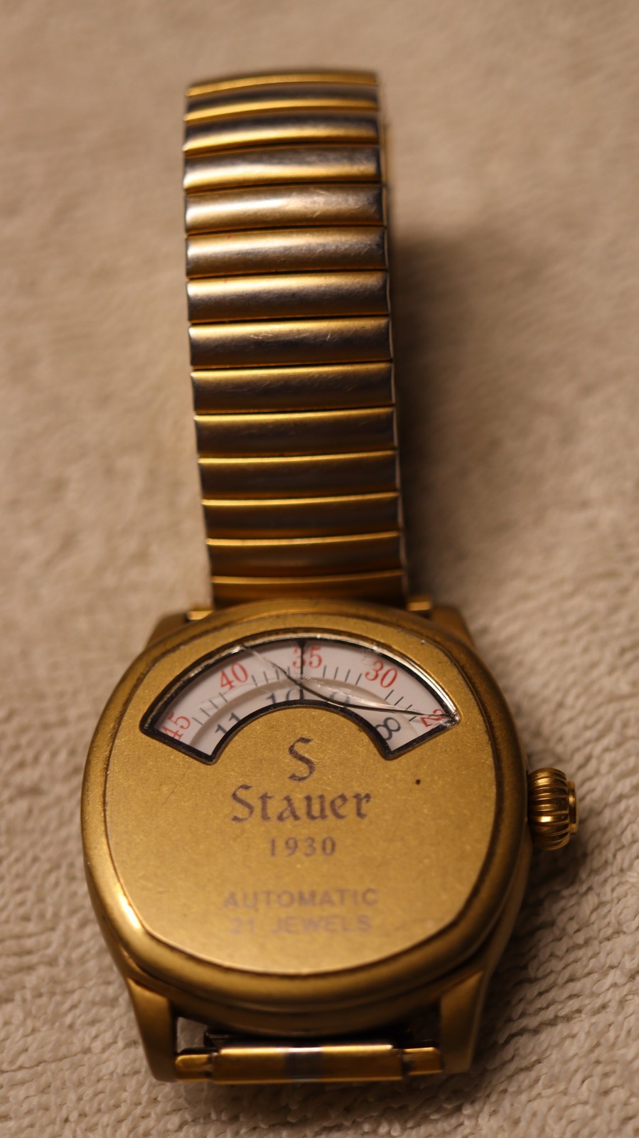 1930 Dashtronic Automatic Watch Vintage Large Dial Stainless Steel Ban