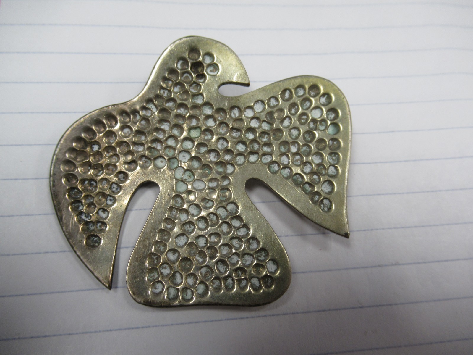 Old Los Castillo Taxco Plateado Hammered Big Bird Brooch Pin Nice BIN!
