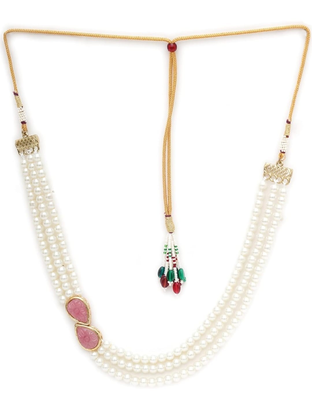 Indian bollywood imitation pearl necklace set with light brown stones for women