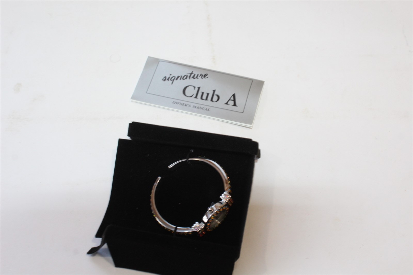 Women’s Wrist Watch Flex Dangle Silver-Tone Finish Rainbow Stones