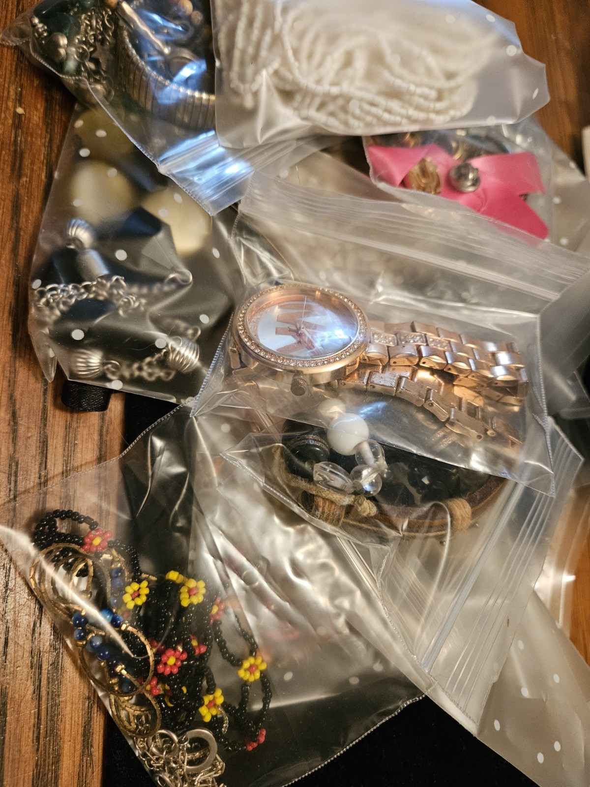 Vintage Lot Jewelry Wear Repair Craft Beads Glass Watch Plastic Metal Shell