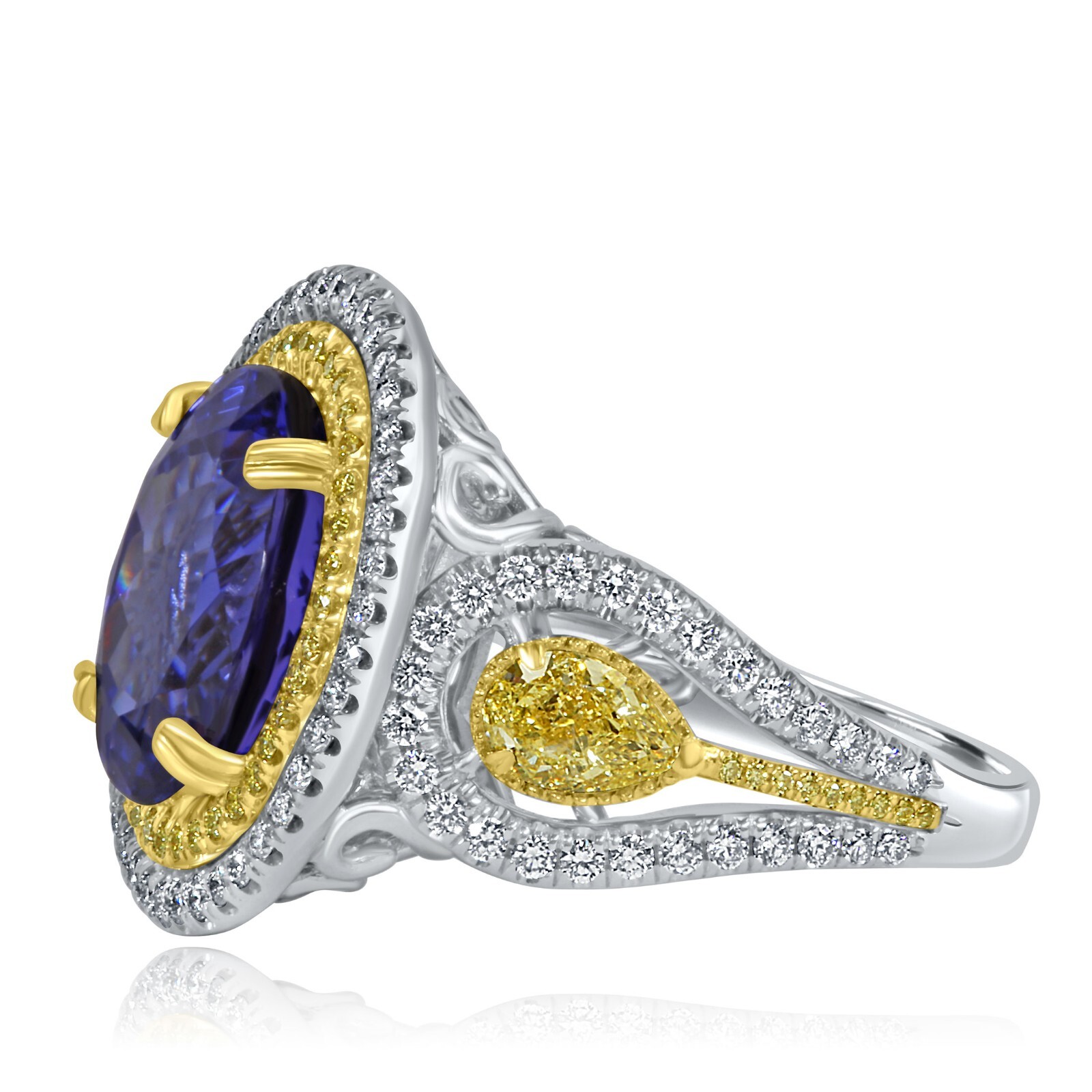 GIA 7.71CT Oval Brilliant Cut Tanzanite Diamond Ring 14k White Gold 9.59 TCW
