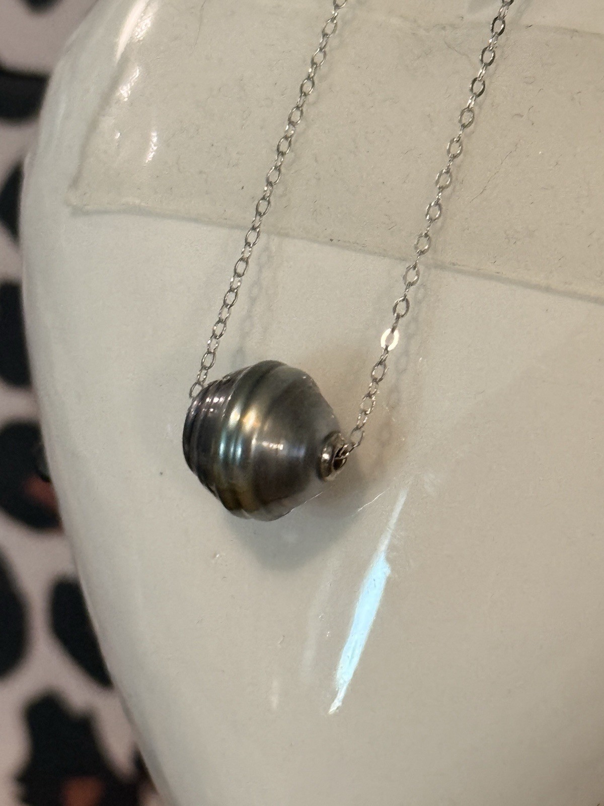 OOAK 11.5 mm Lulutong Beehive Tahitian Pearl Necklace 925 Sterling Silver