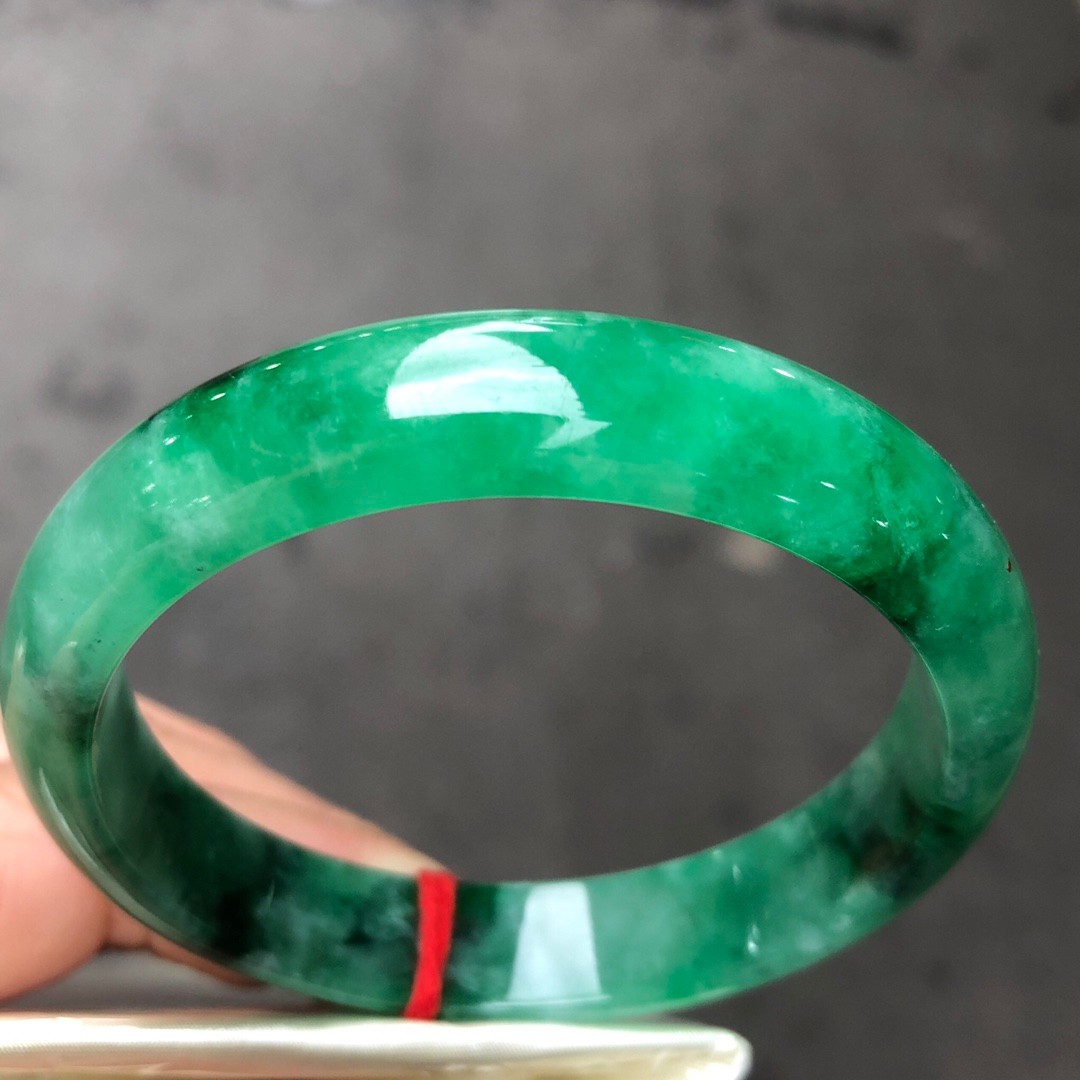 Certified Natural Grade AAA Ice Green Burmese Jade jadeite bracelet bangle 57MM