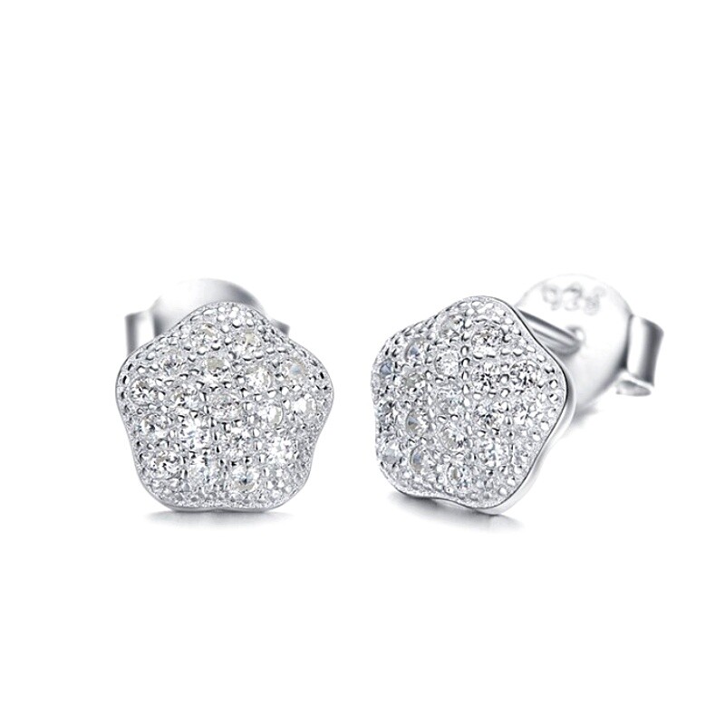 925 Sterling Silver Made With Swarovski Element Sliver Slim Star Stud Earrings