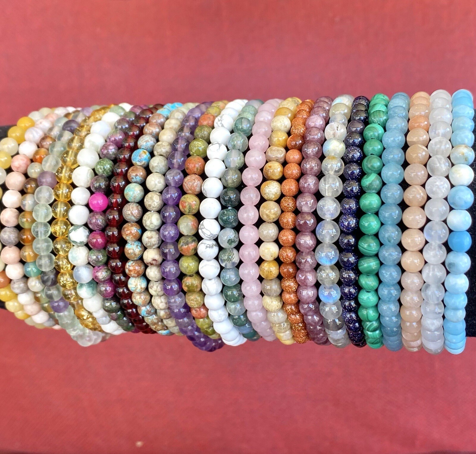 Healing Stone Stretch Bracelet 4mm – Natural Gemstone Balance thin stackable USA