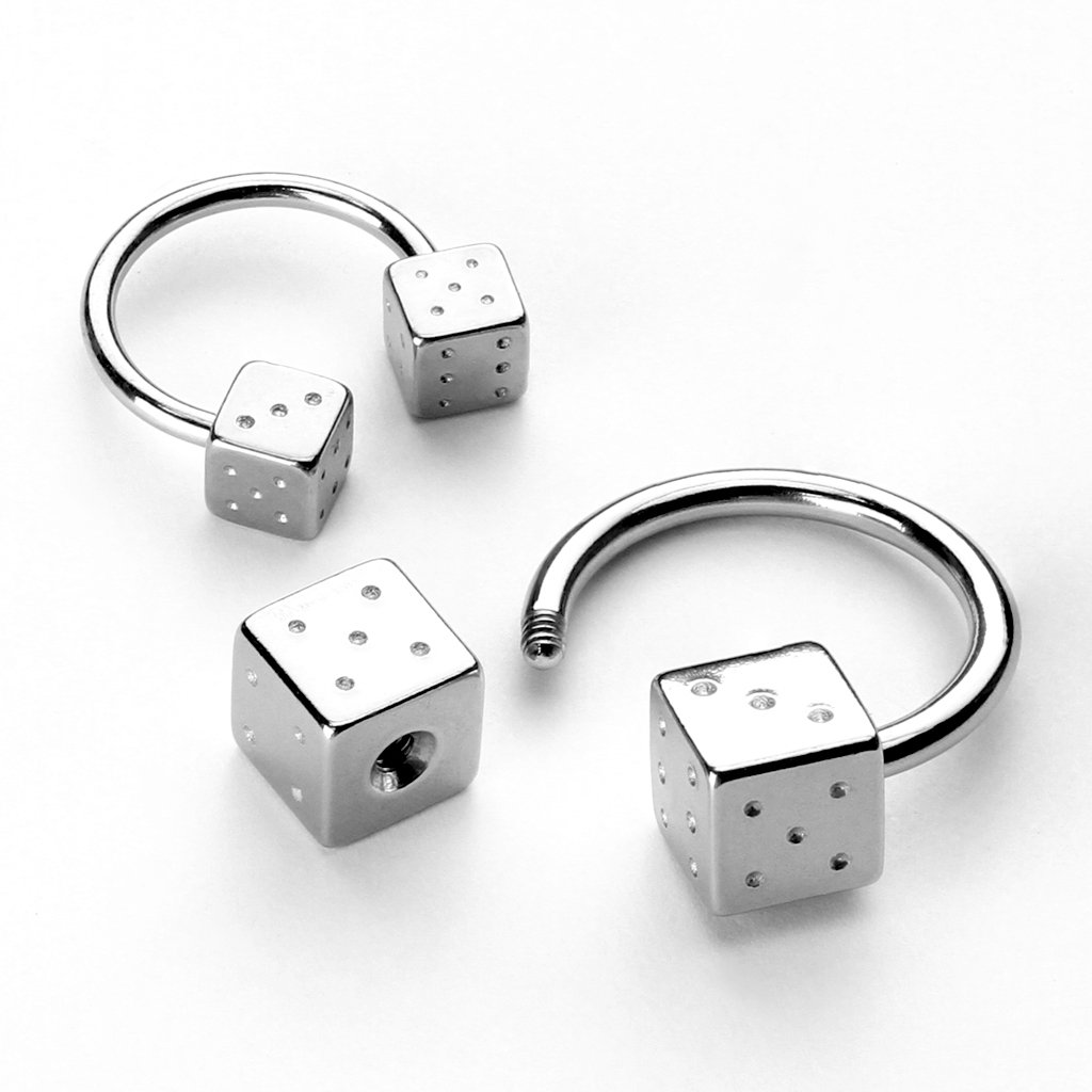 Pair Dice Horseshoe Rings Nipple Nose Septum Ear Tragus Body Piercing Jewelry