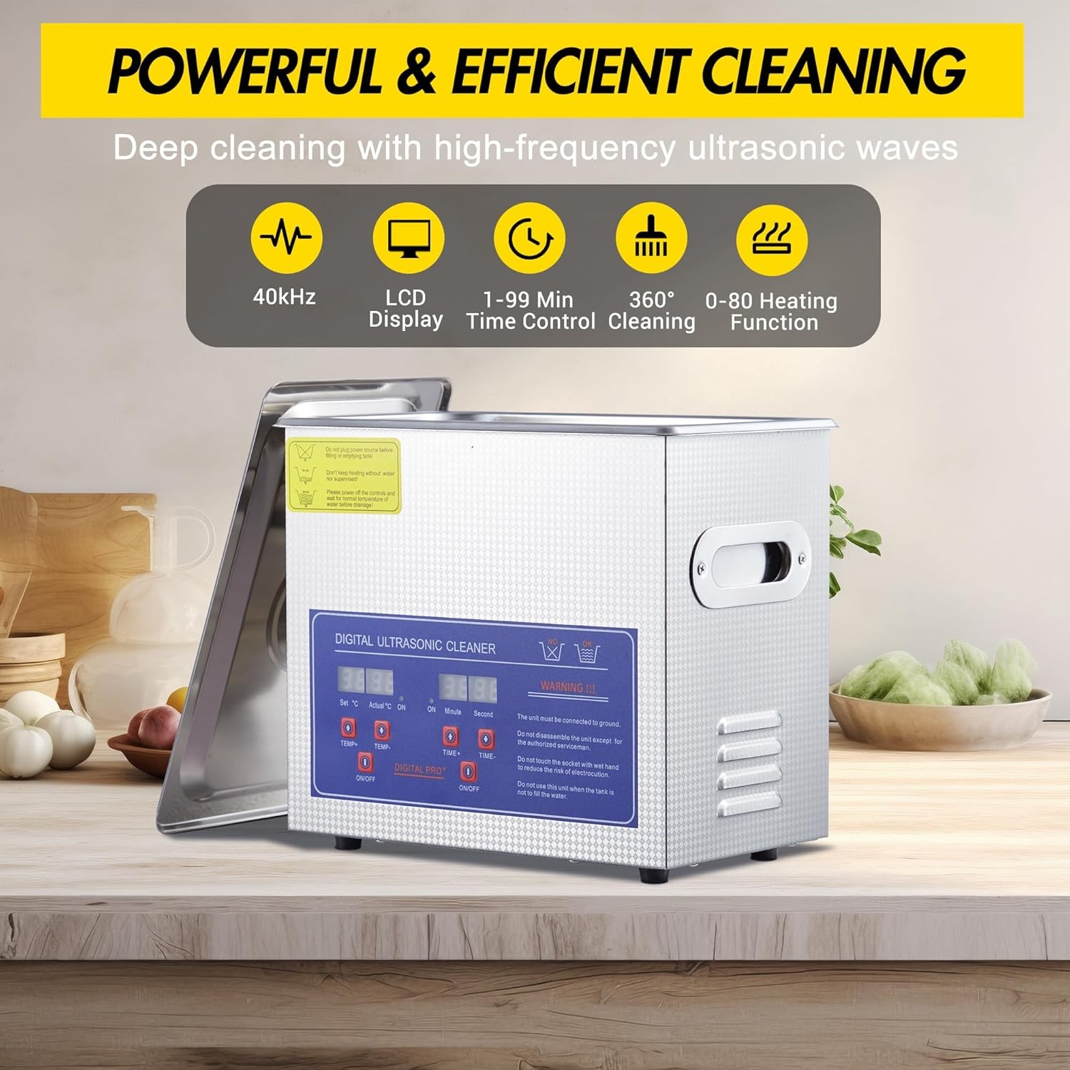 3.2L Professional Ultrasonic Cleaner with Degas, 120W 40kHz Digital for Jewelry