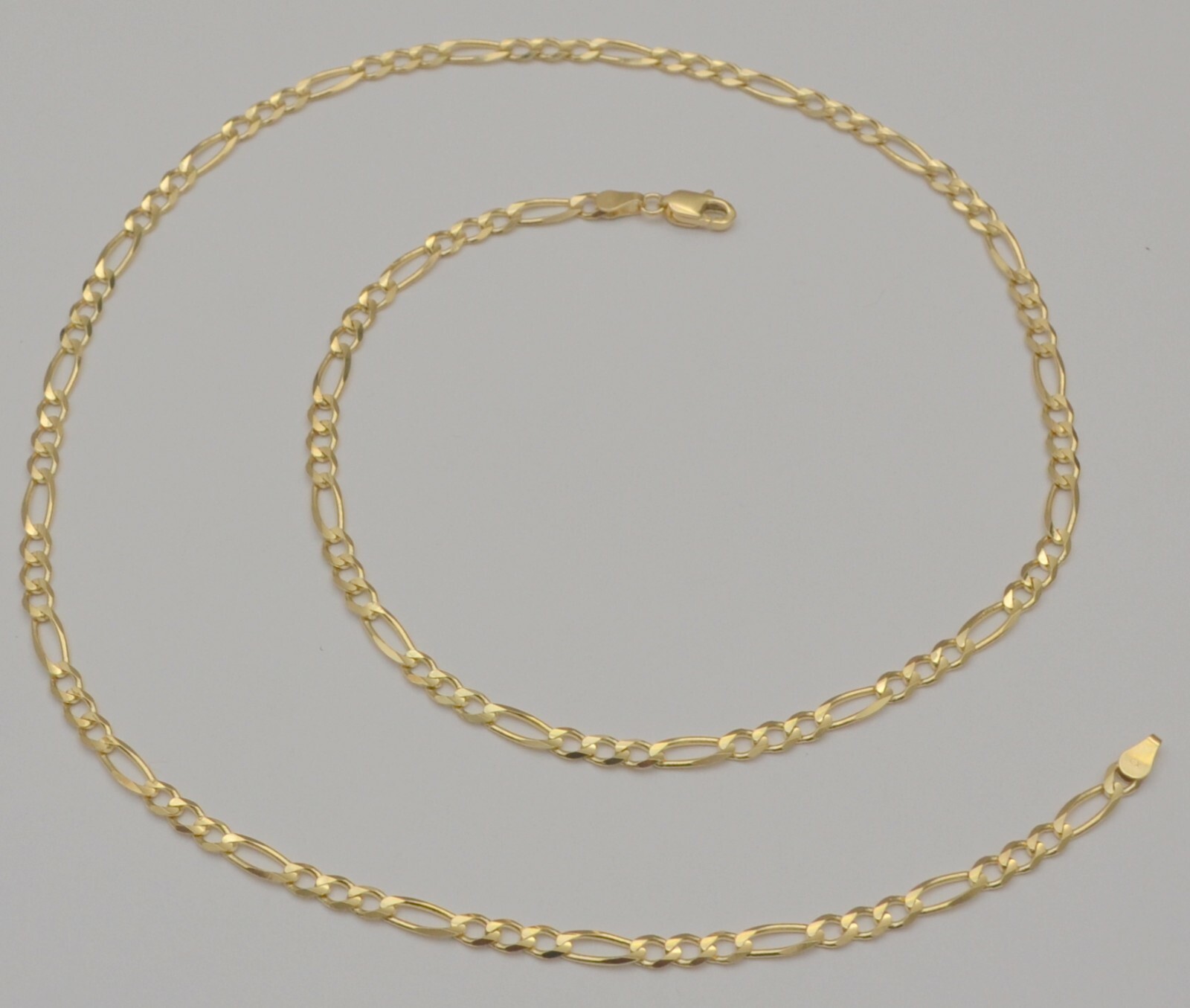 14k Solid Yellow Gold Figaro Link Chain Necklace 24 Inches 11.9 Gr 3.7 mm