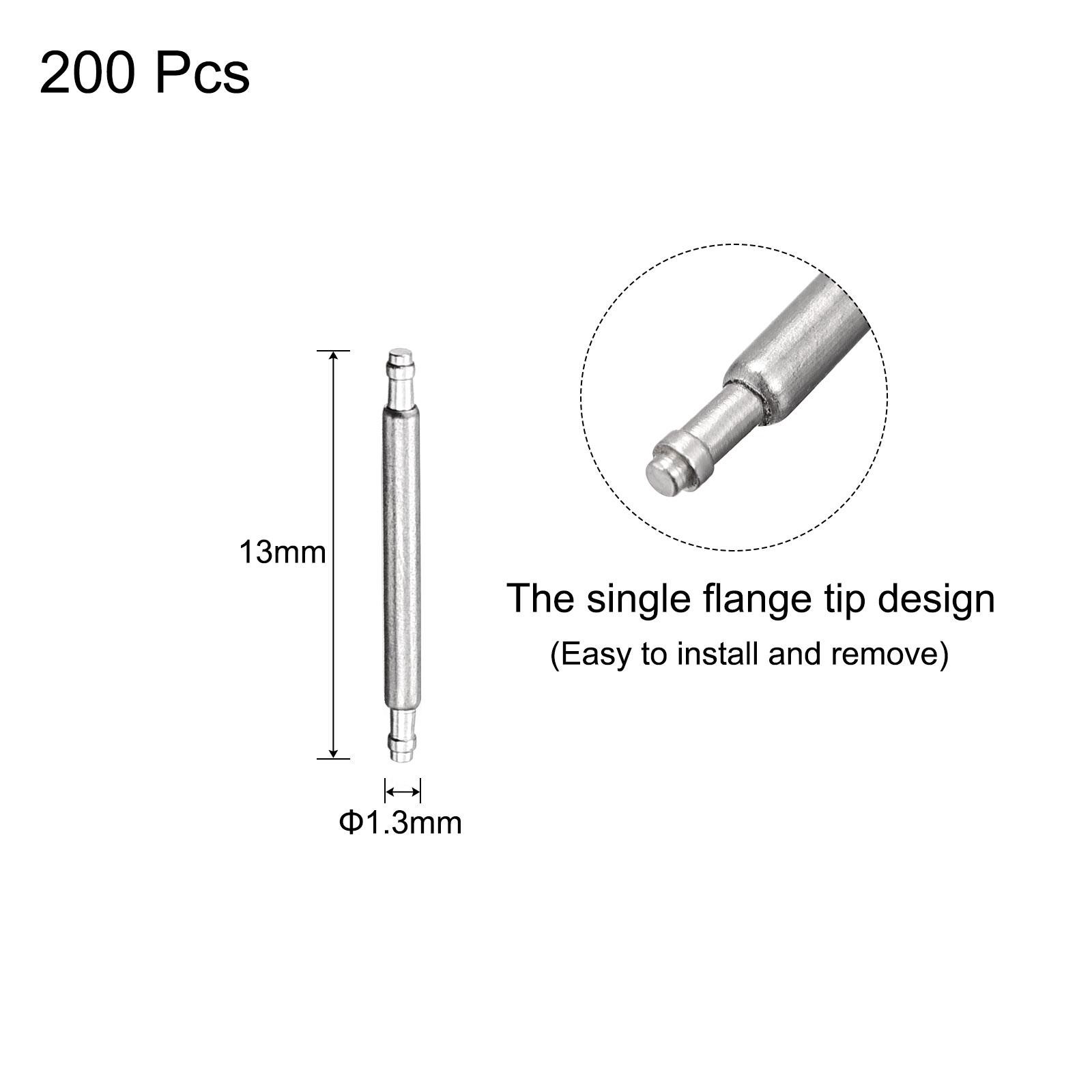 11mm Watch Band Pin 1.3mm Dia Steel Single Flanged End Spring Bar Pins 200pcs