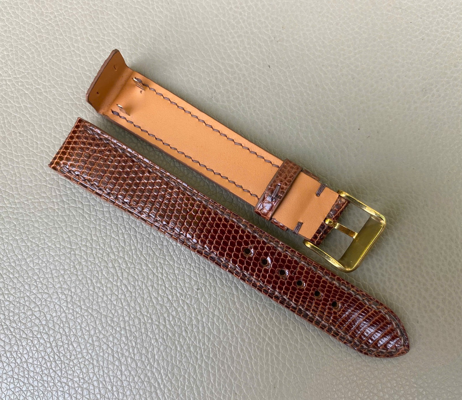 Open Ended Brown Genuine Lizard Leather Watch Strap size 12 13 14 15 16 17..26mm