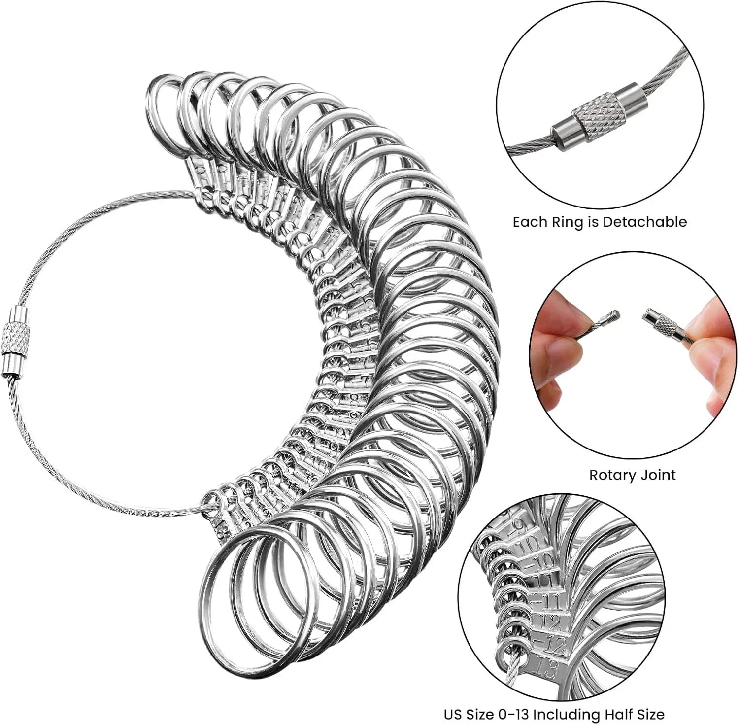 4PCS Ring Sizer 1-17 REIDEA Measuring Jewelry Sizing Tool, Reusable Finger Size