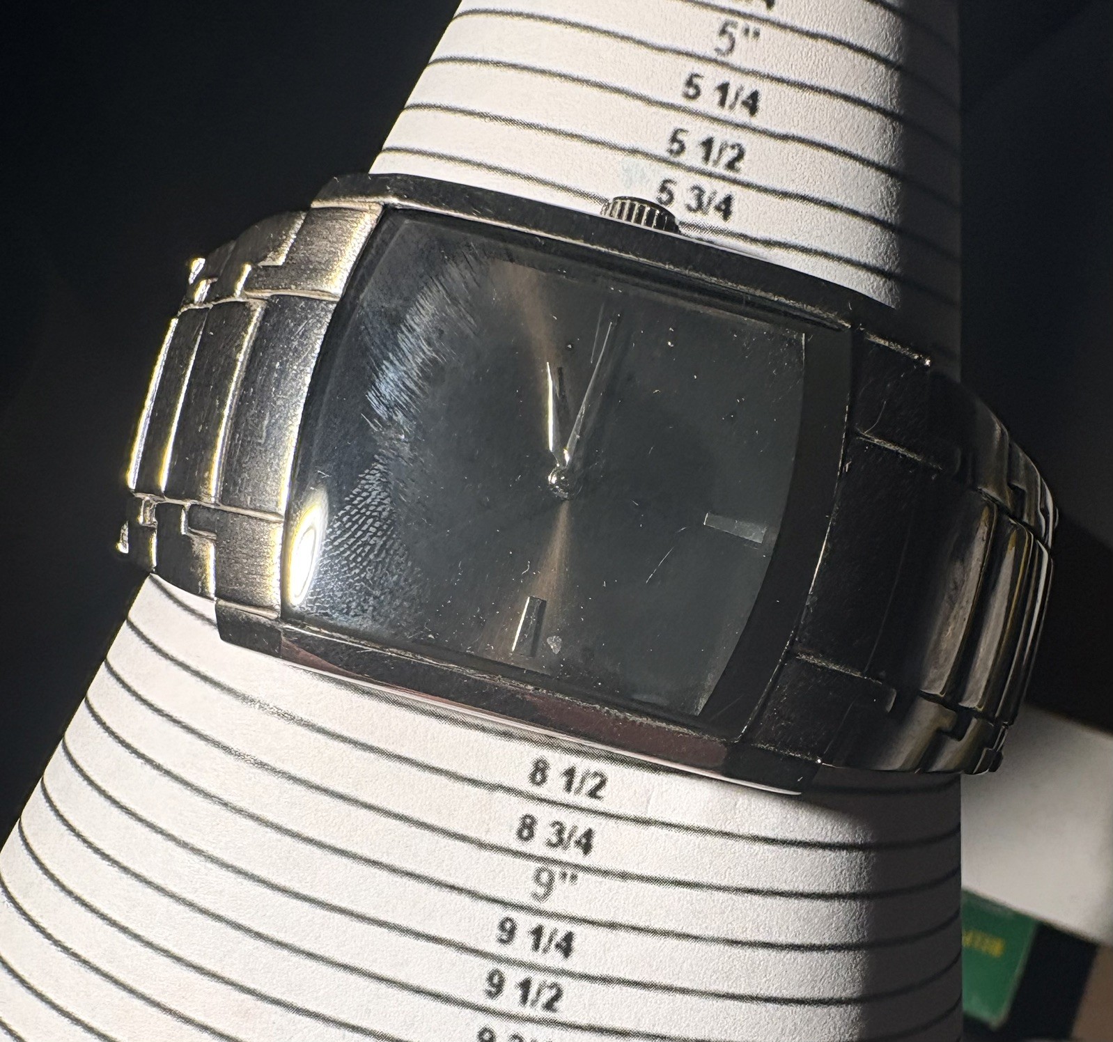 FMD Mens Silver Tone Black Dial Rectangular Dress Watch FMDPU012 Japan Movt