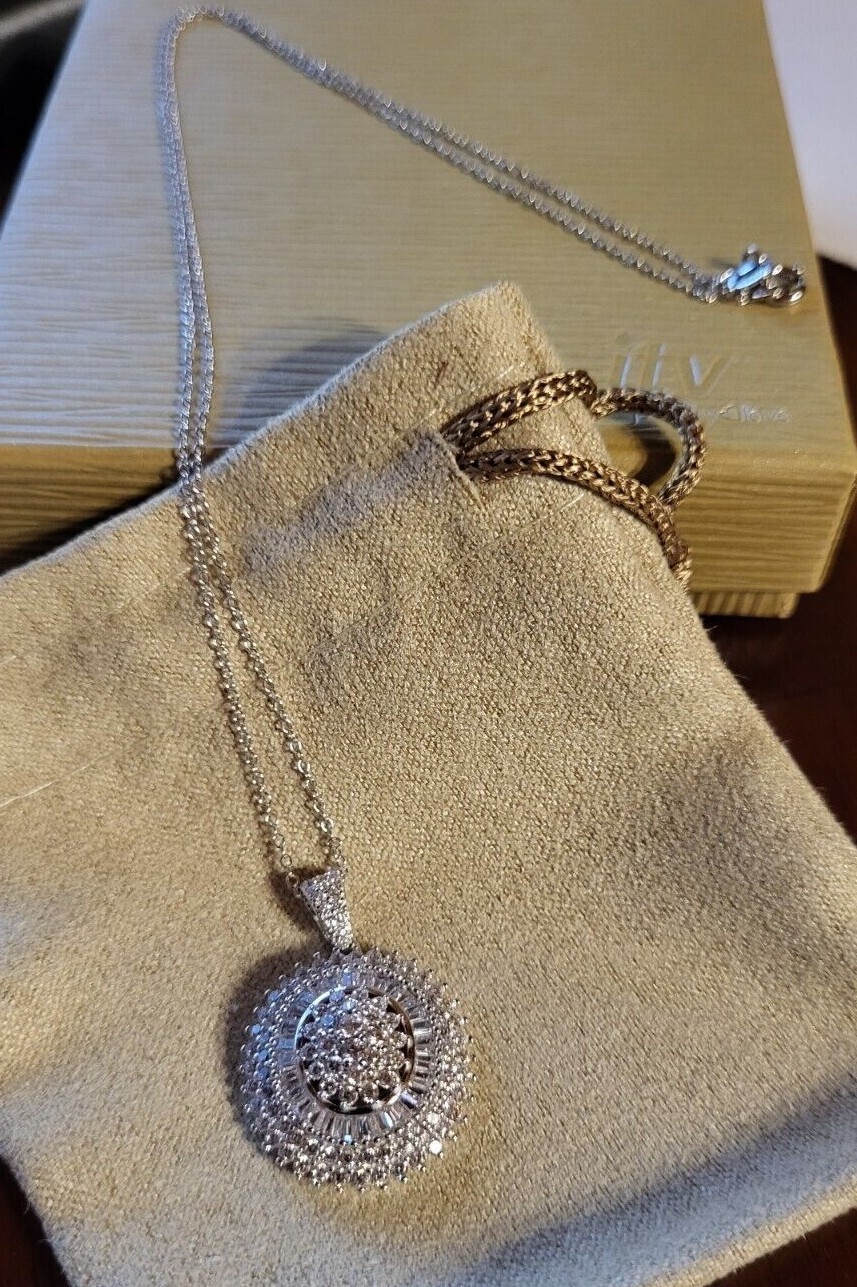 Fuzion Creations International .925 Sterling Silver CZ Round Pendant & Necklace