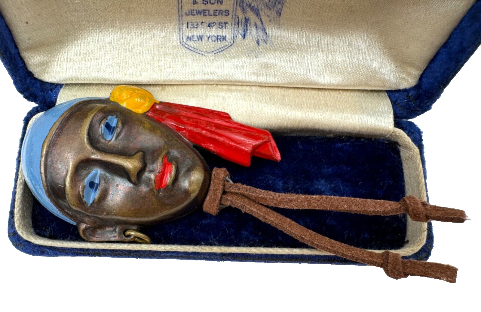 SUPER RARE PIRATE FIGURAL ANTIQUE OLD VINTAGE COLORFUL ENAMEL BROOCH PERFECT CND