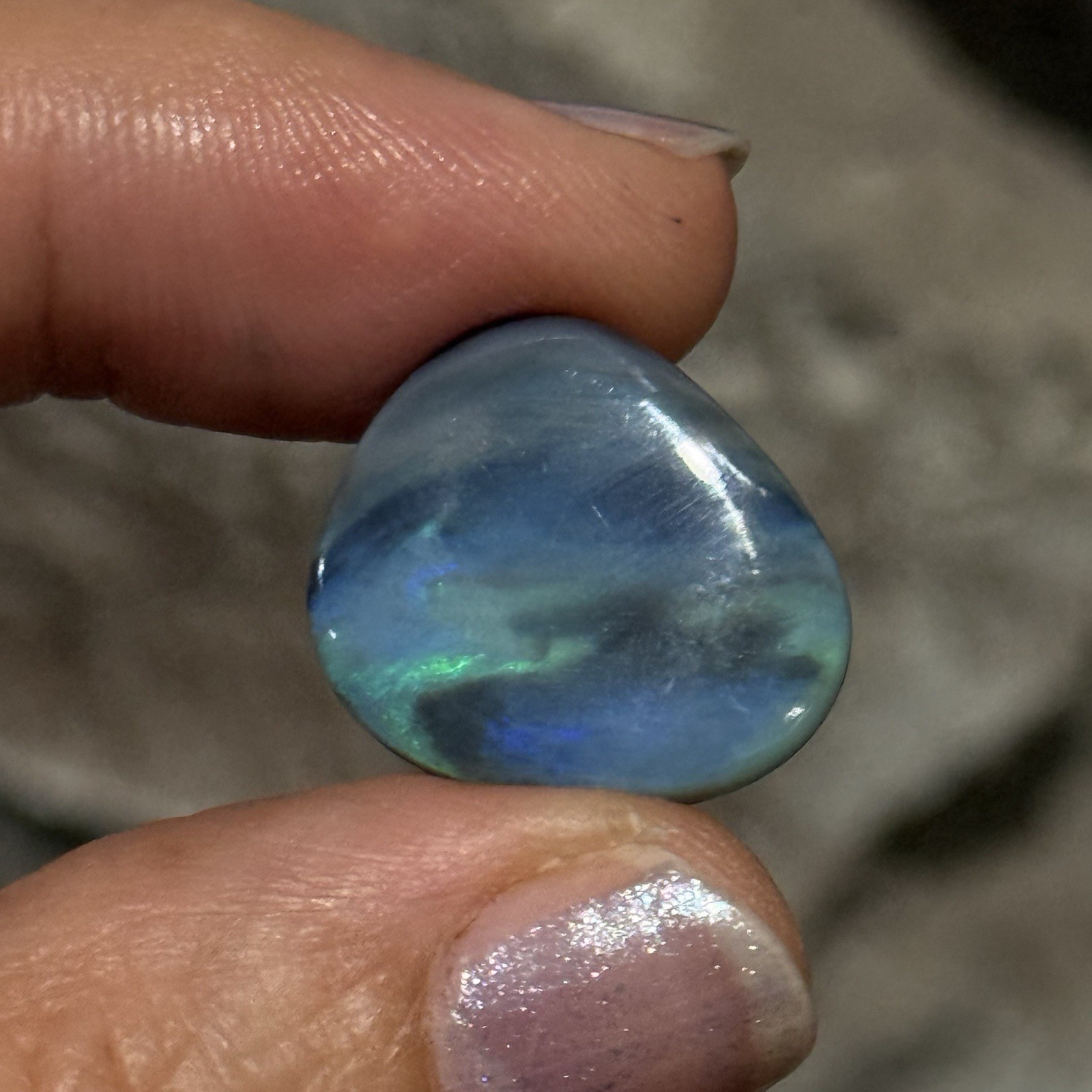 9.05ct 18.8×16.7×3.9mm Solid Picture Australian Black Opal Cabochon Loose Gem