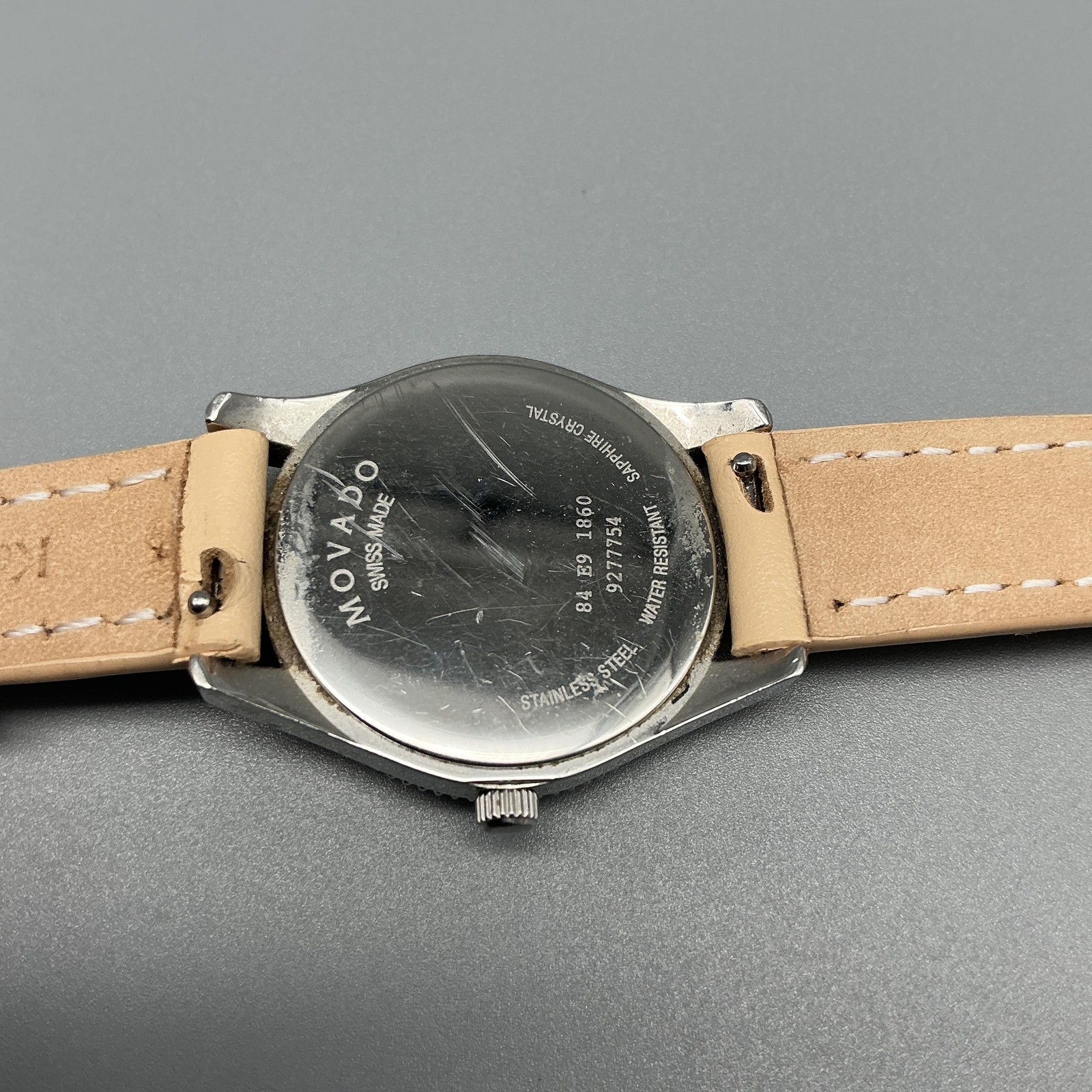 Movado Gentry Womens Watch 28mm Black Beige Leather 84 E9 1860 Swiss New Battery