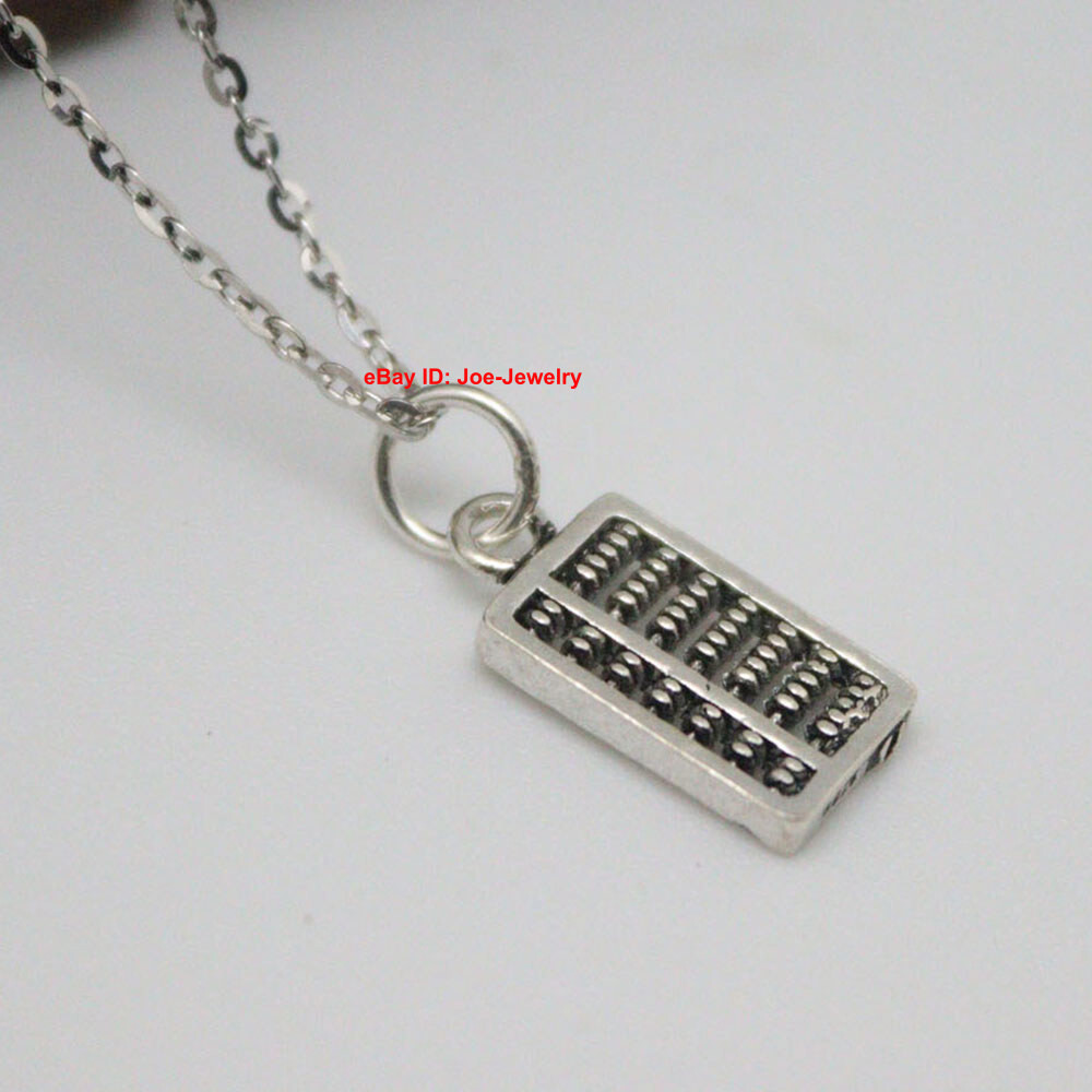 Real 925 Sterling Silver Small Pendant 0.82inch H Abacus-Shaped Lovely Pendant