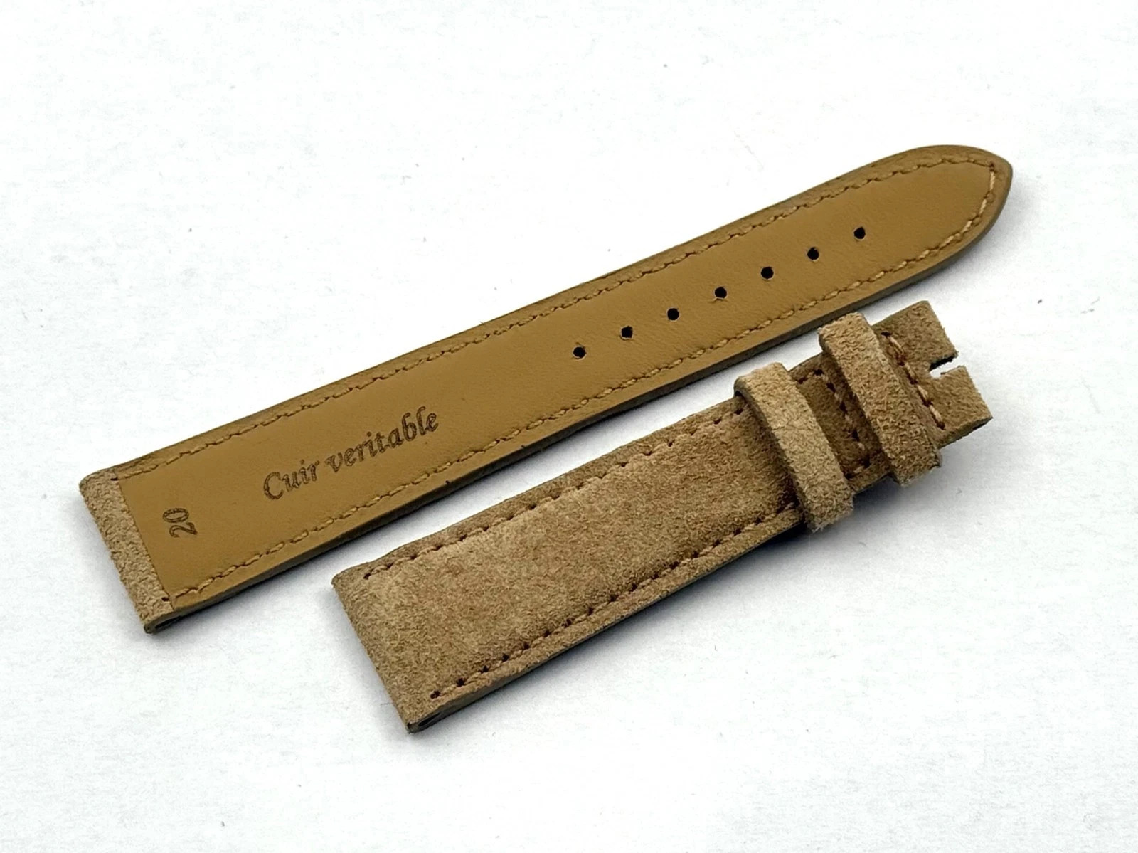 Genuine Leather Strap Band Suede Beige 20/16mm Top Quality Handcrafted New