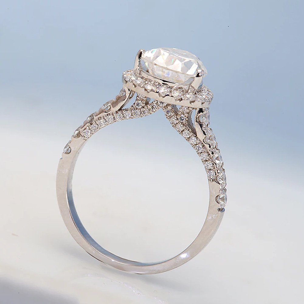 3.20 TCW Pear Moissanite Trio Set Women’s Engagement Ring 14K White Gold Plated