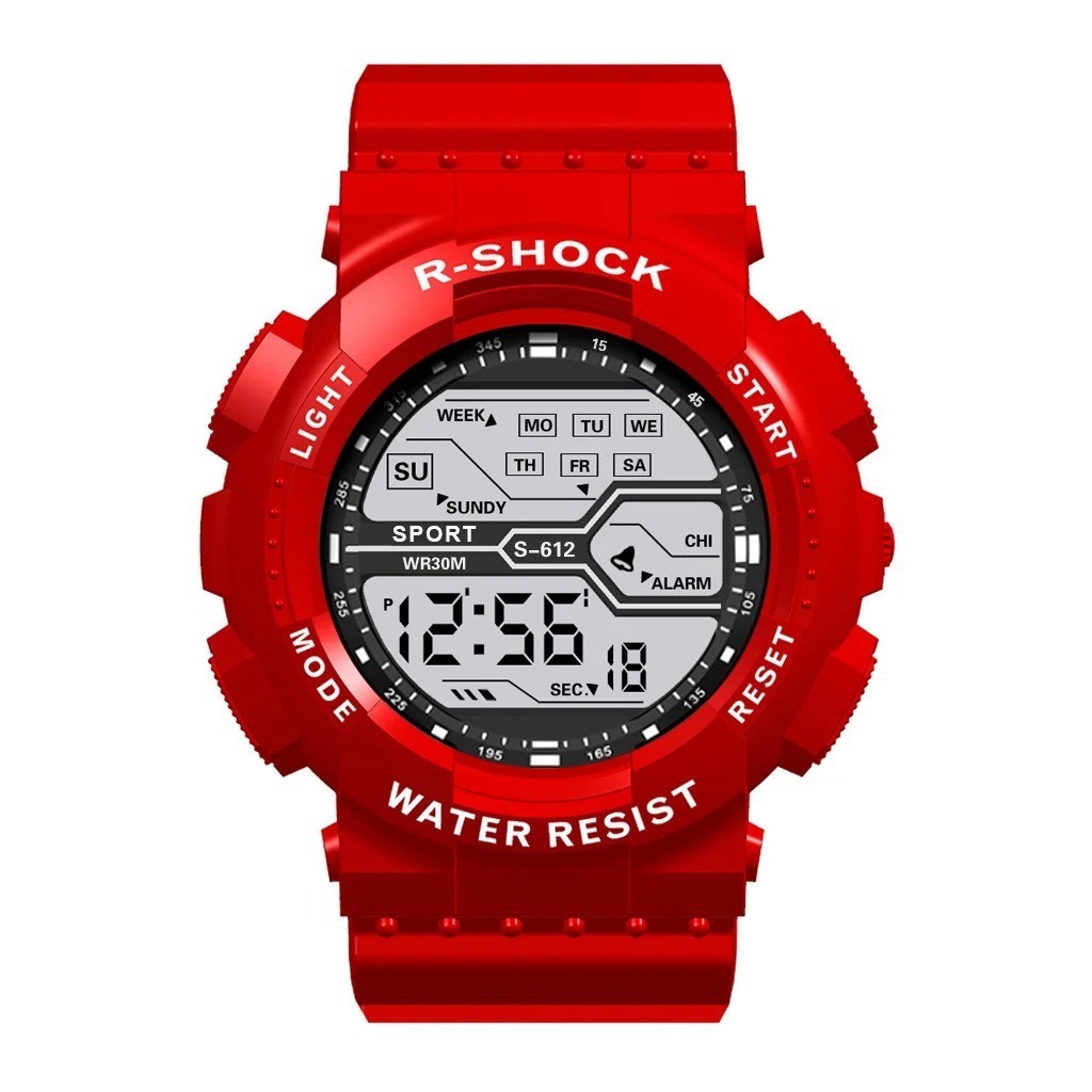 Men’s Digital Sports Watch LED Waterproof Shock Resistant Large Screen Wrist