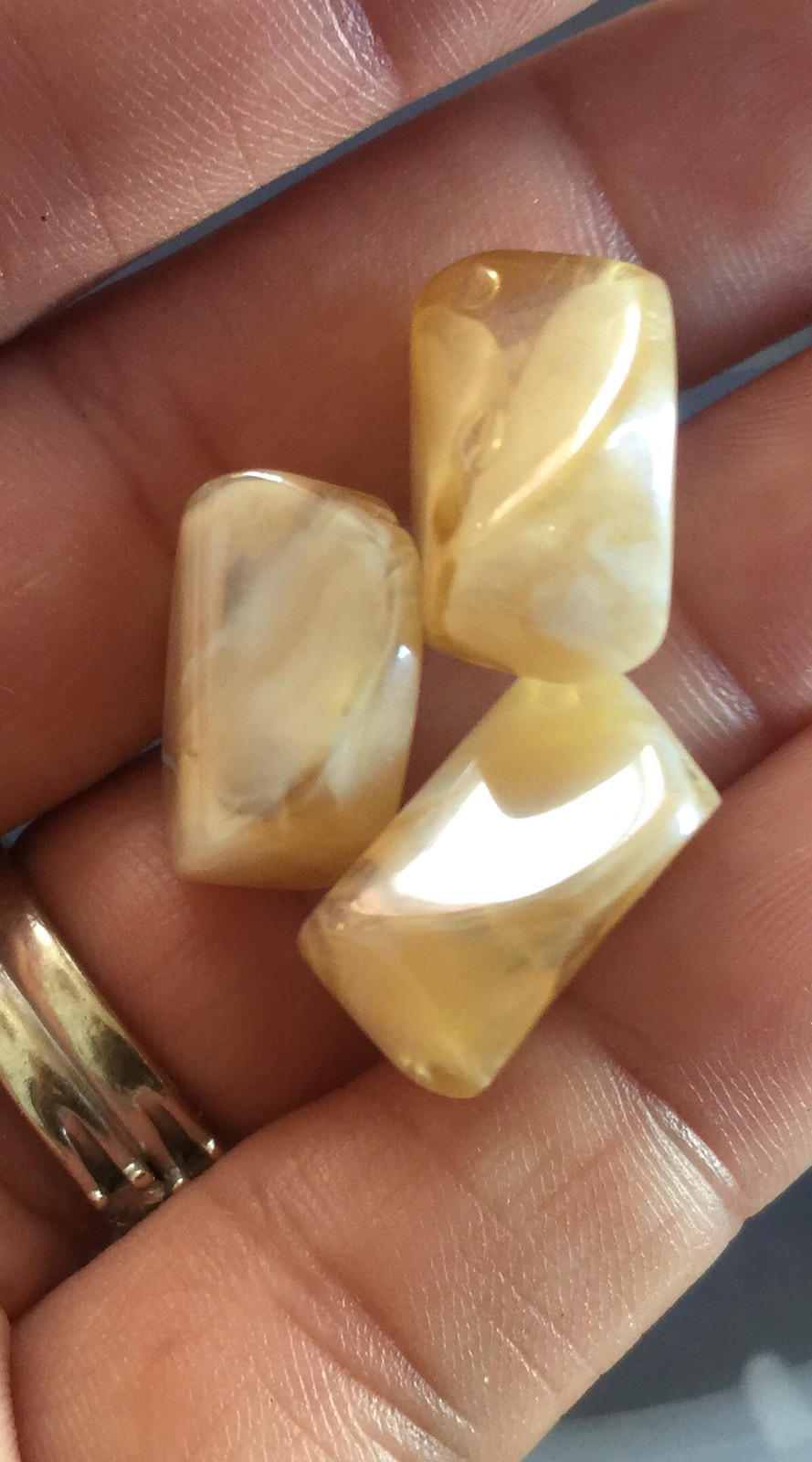 Vintage Japan Victorian Sand & White Swirl Givre Multi Side Glass Bead Lot