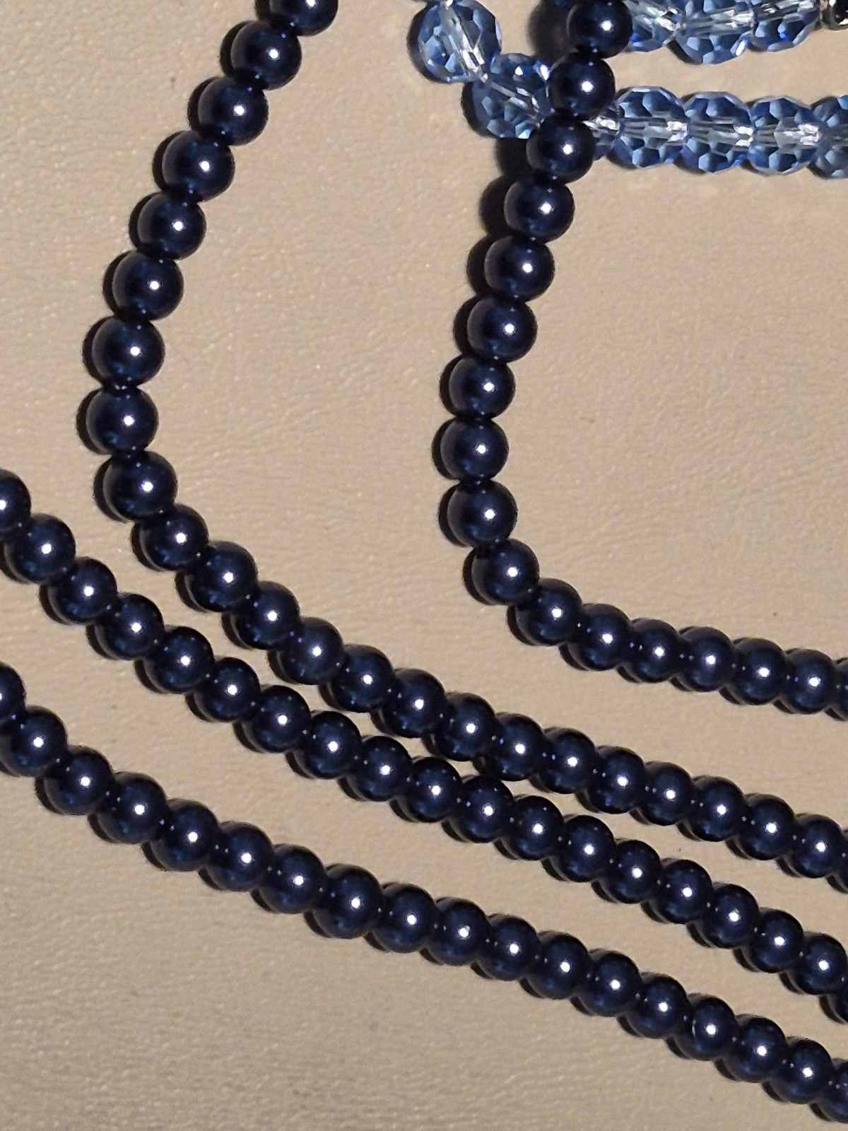 Heidi Daus Aqua and Dark Blue Multi Strand Necklace Blue Faceted Crystal Beads