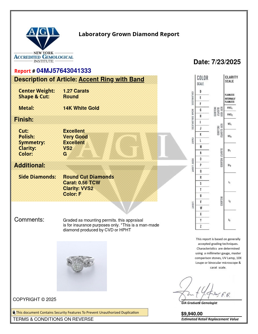 Engagement Ring Set 14K White Gold Halo 1.83 Carat Round Lab-Grown Diamond G VS2