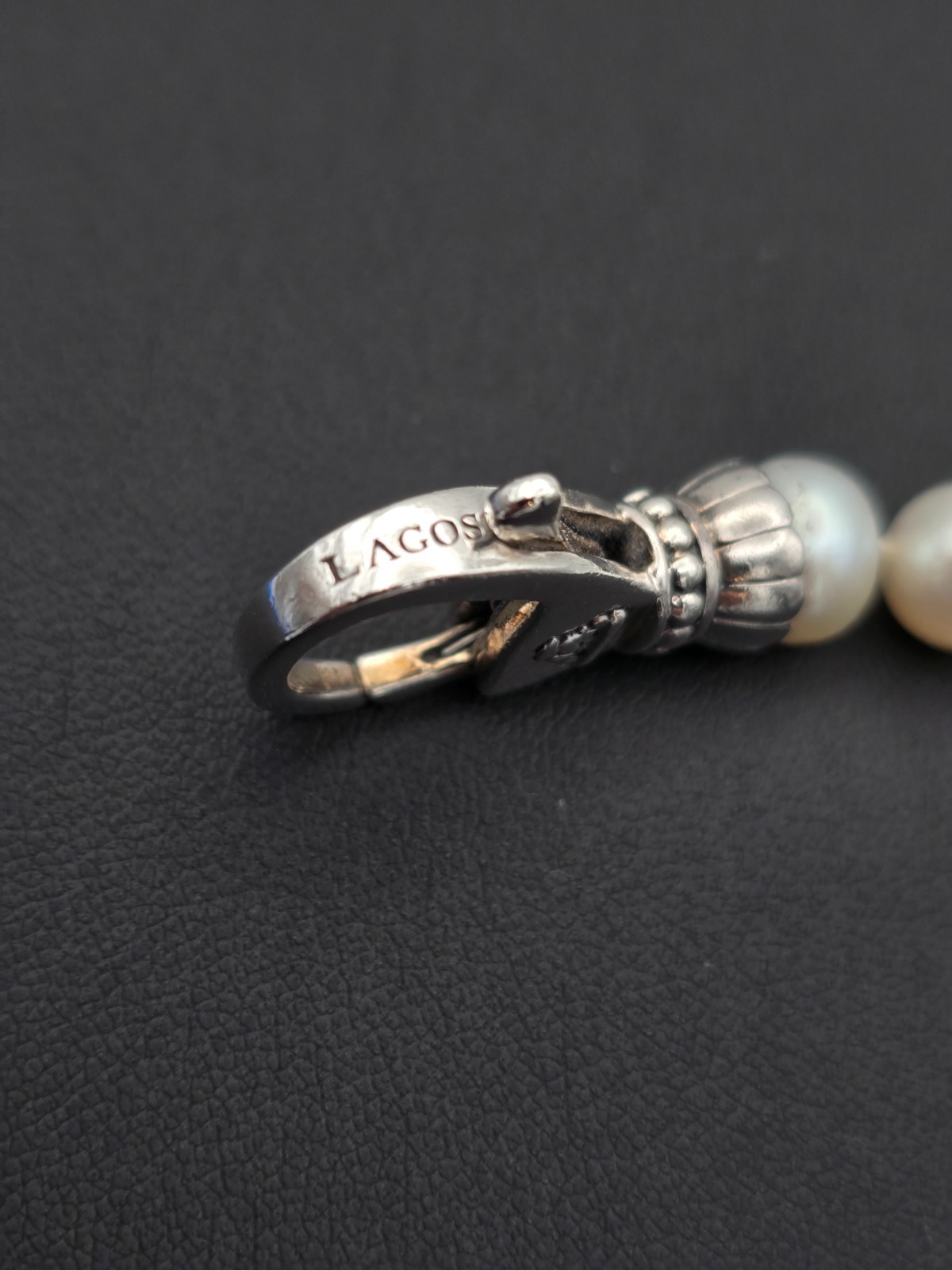 LAGOS Luna Pearl Strand Sterling Silver Bracelet w Box & Storage Pouch — 7.5″