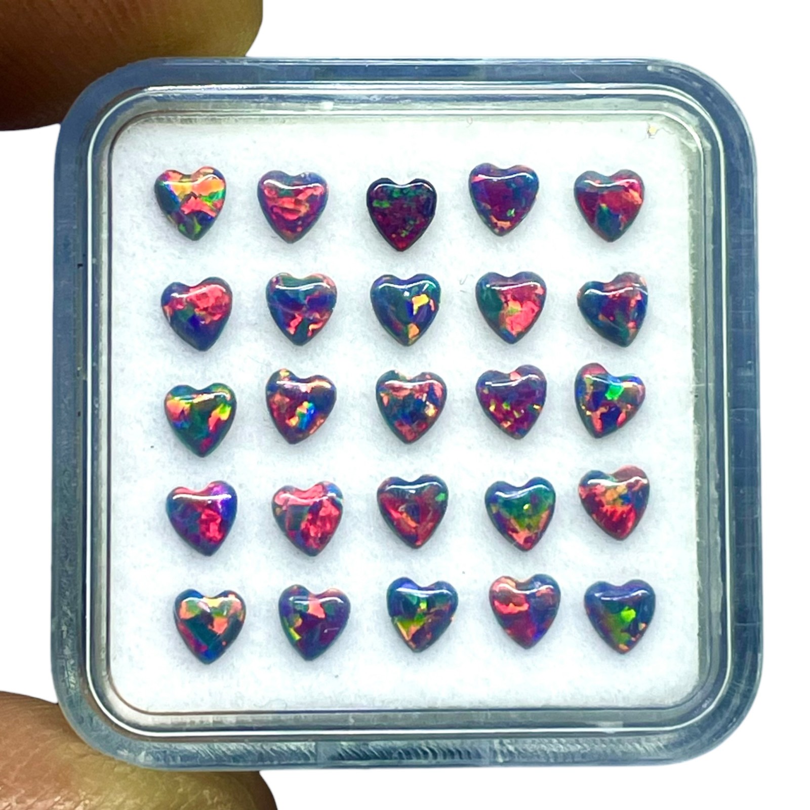 16 Pcs Black Australian Opal 3mm Heart Cabochon AAA Quality LabCreated Gemstones