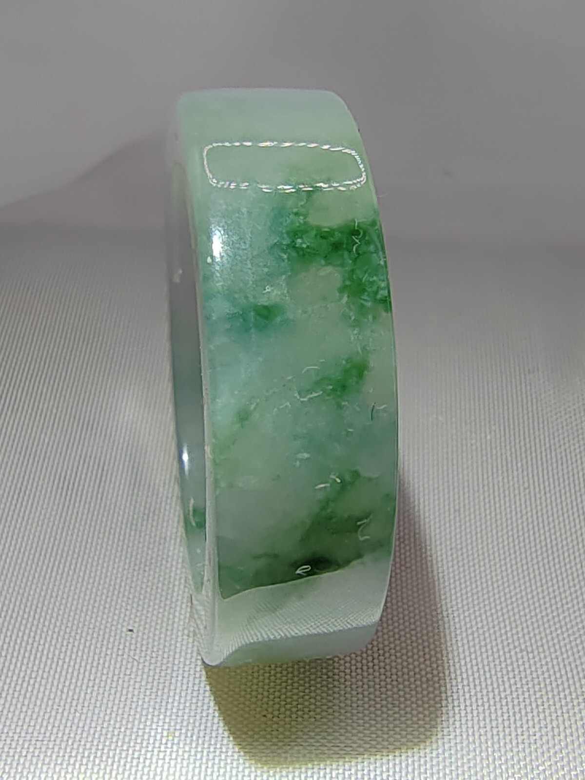 Ice Bluish Green Natural Jadeite Jade Band Ring # US SIZE 13.5 # 22.60mm