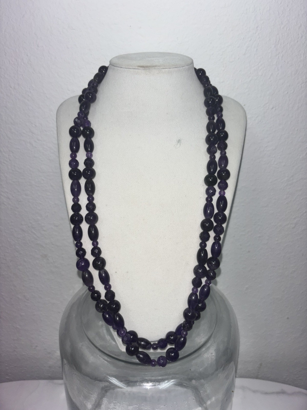Jay King .925 Sterling 2 Strand Purple Amethyst 23″ Necklace Vintage beaded