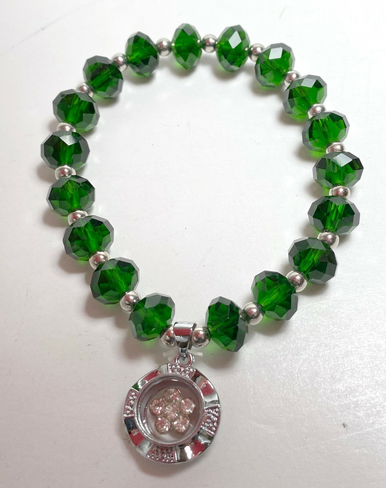 Birthstone Bracelet EMERALD Green Bracelet for Women Beaded Stretch May