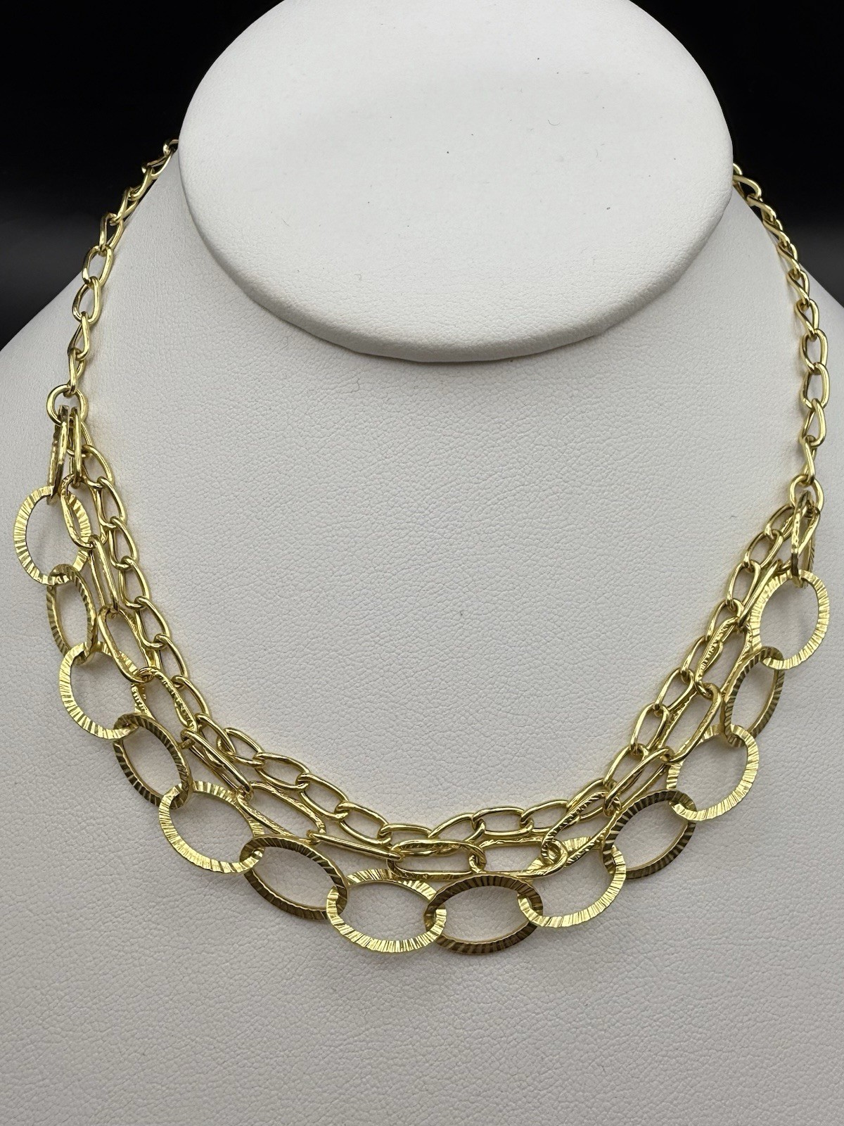 14k Solid Yellow Gold Italian Multi Link Statement Chain Necklace 18.5in, 5.1g