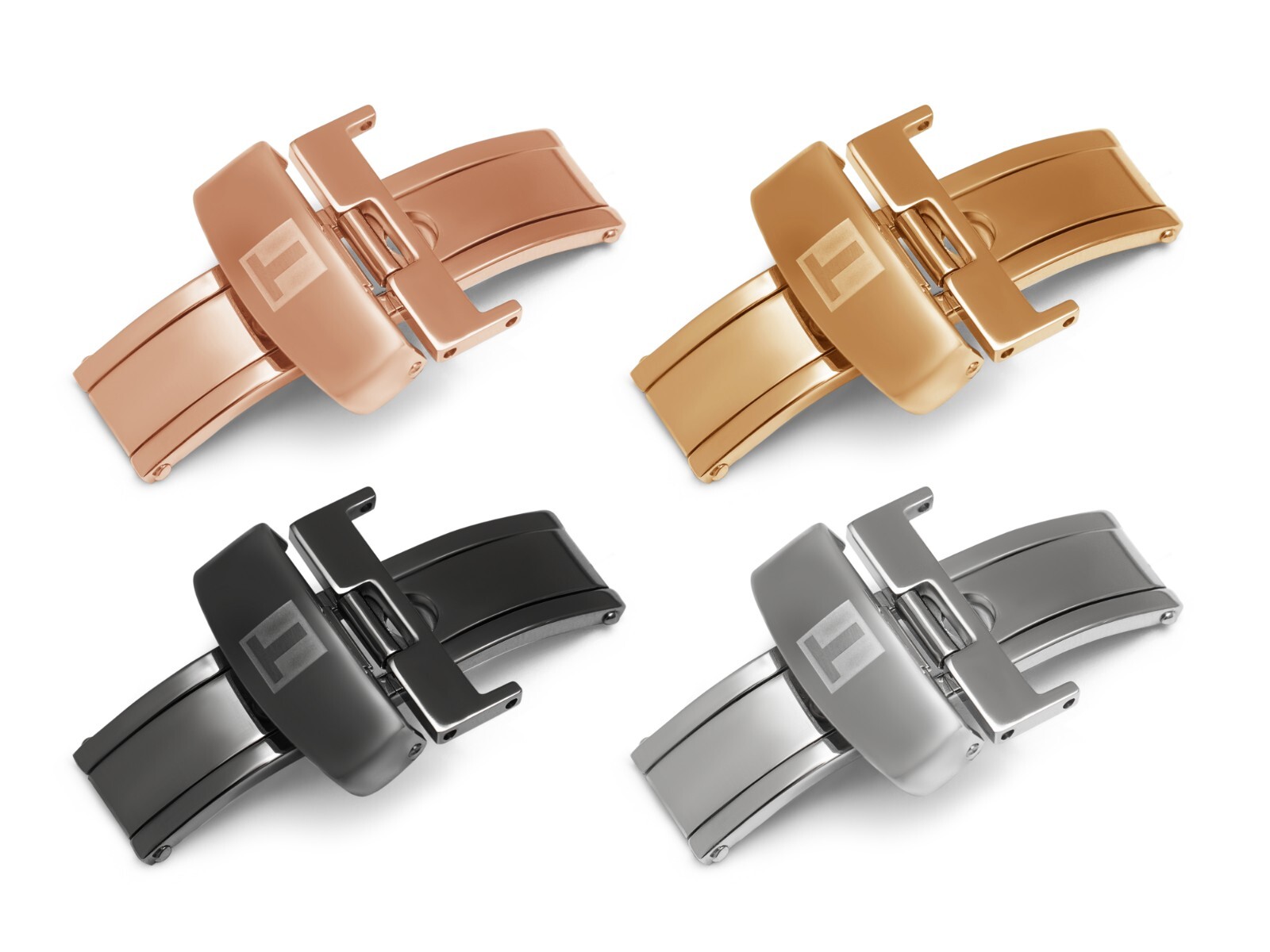 Silver Foldable Deployment Clasp, Replacement Butterfly Buckle for Leather Strap