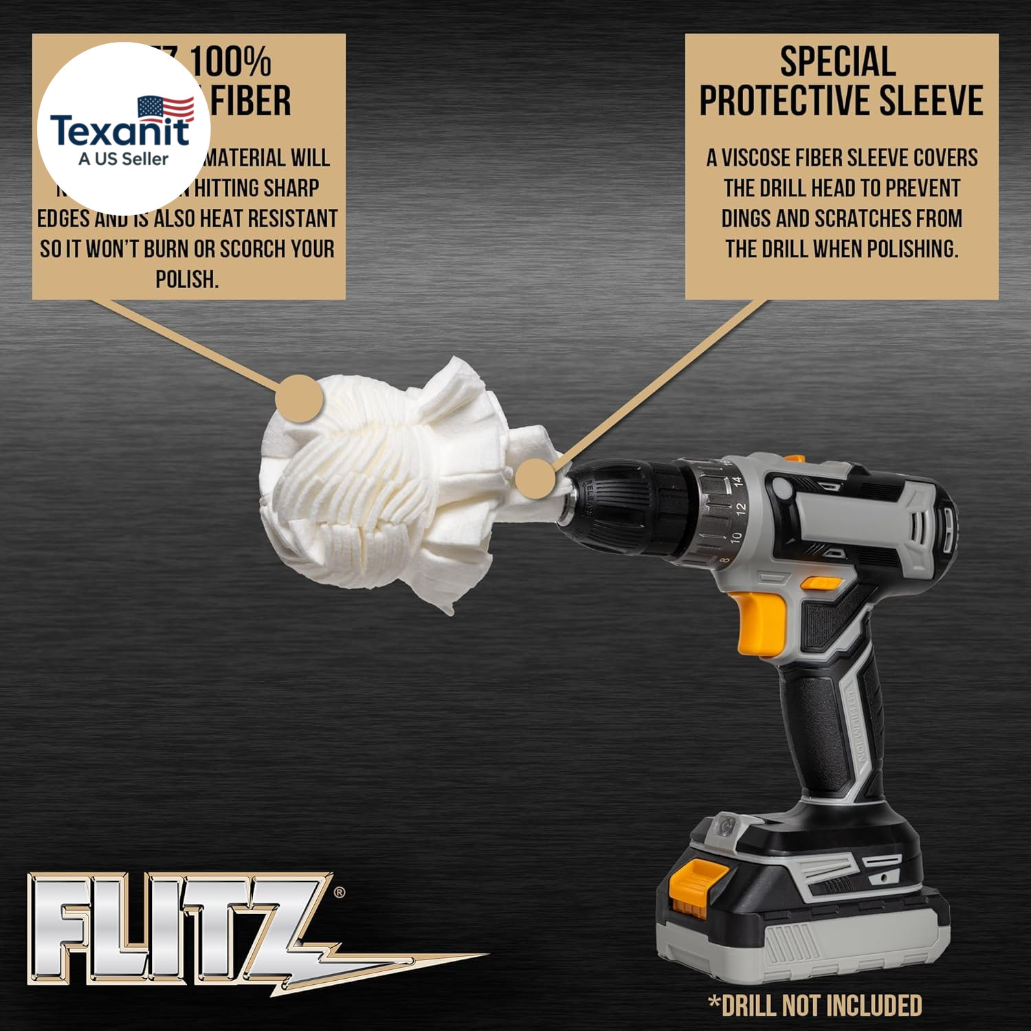 Buff Ball W/ 1.76Oz Metal Polish Paste – 3In Drill Buffer Polisher Attachment fo