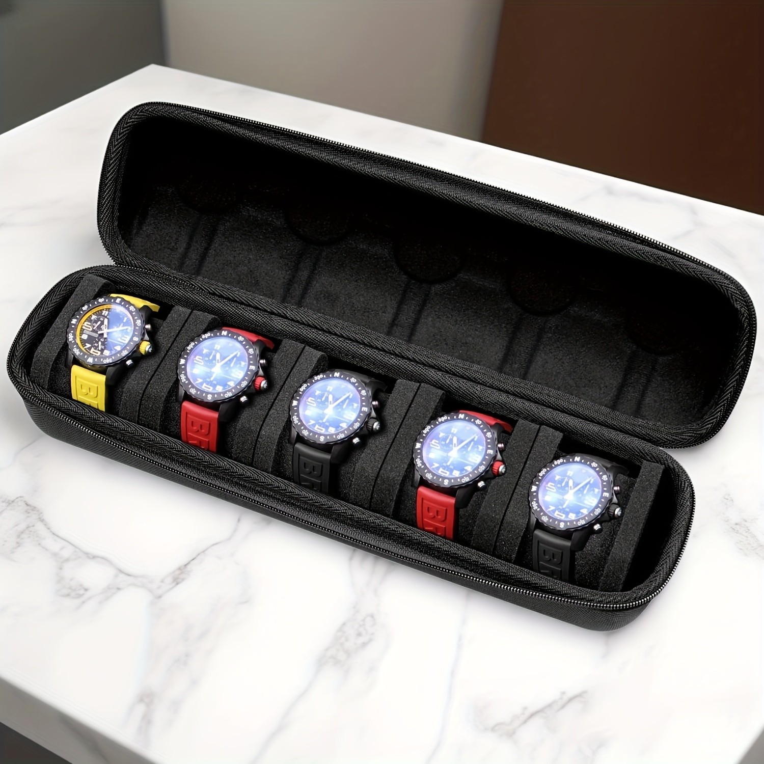 5 Slot Watch Case Hard Shell Travel Organizer Storage Box Bag Pouch Smartwatch