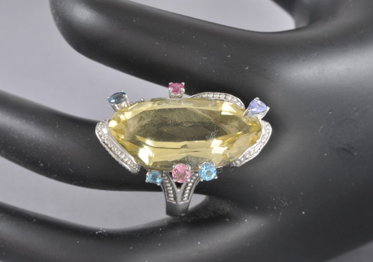 Sterling Bold 20.00 ct tw Multi-gemstone Ring – Size 8