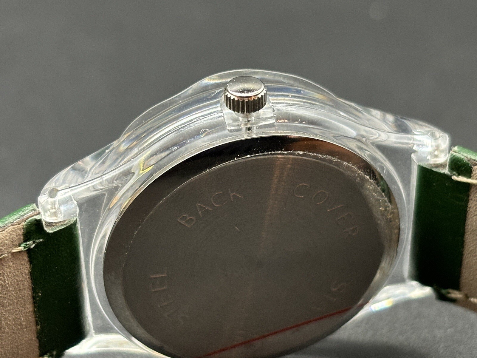Vera Pelle Made In Italy Wrist Watch Green Strap Stainless Steel READ