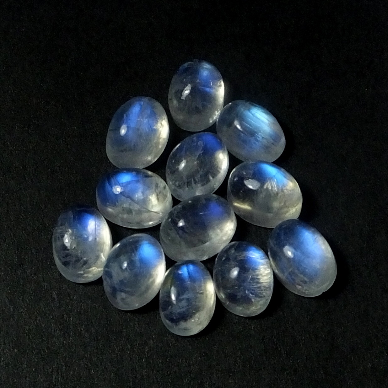 Natural Rainbow Moonstone Blue Fire Cabochon 9X7 mm Oval Cut Wholesale Gemstone