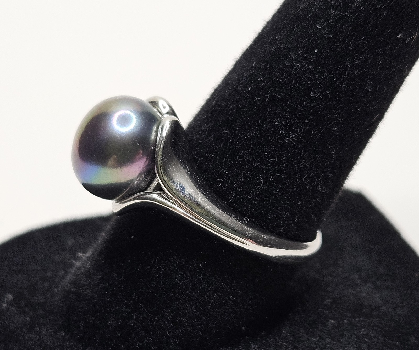 Lucas Lemeth 925 Sterling Silver 10.3mm Peacock Pearl Ring Size 7.5