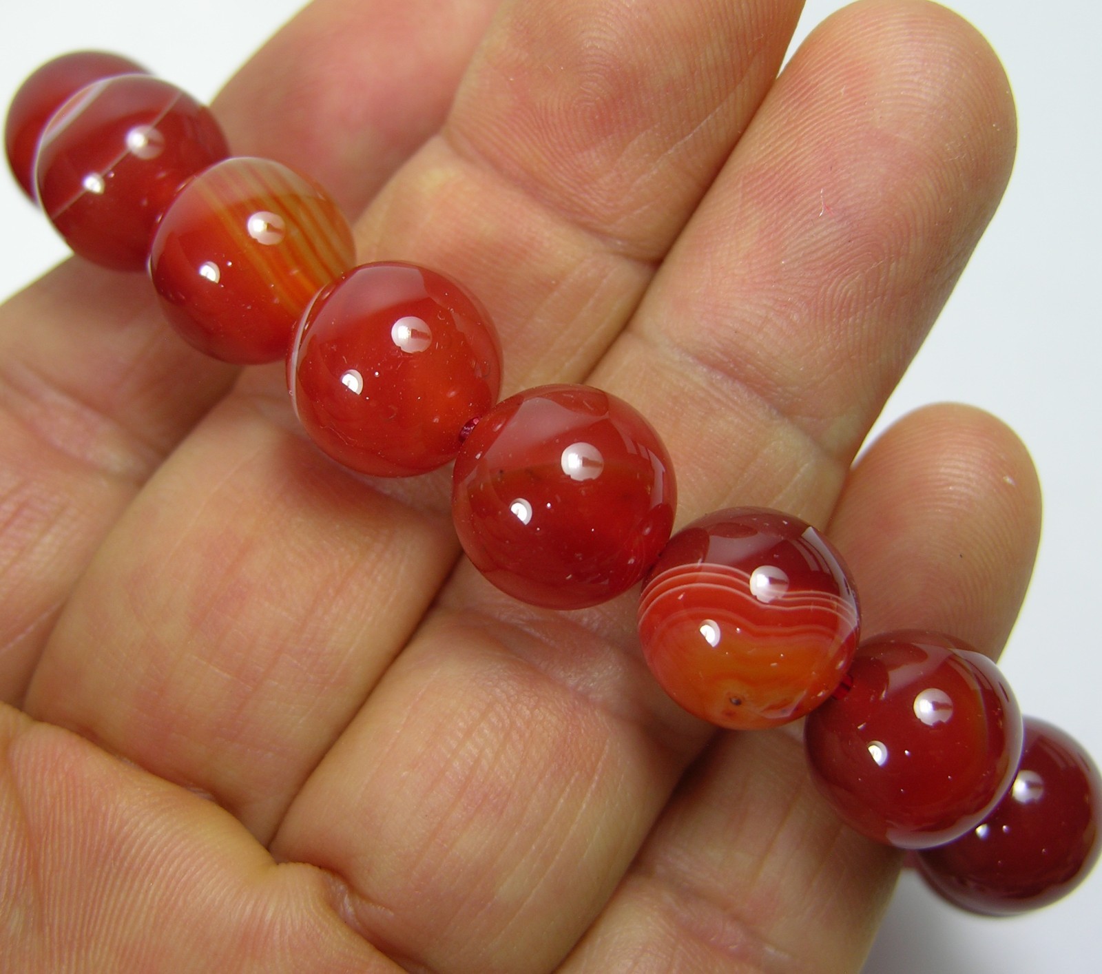 #6 Brazil Natural 12mm bead Carnelian stretch Bracelet 7.5 inches