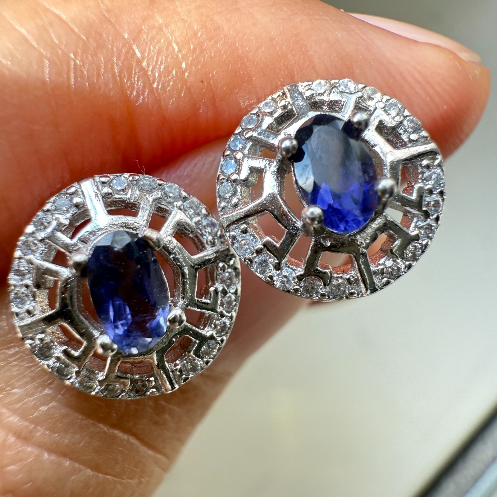 925 Sterling Silver Earrings 5x3mm Natural London Blue Topaz Gemstone Zircon New