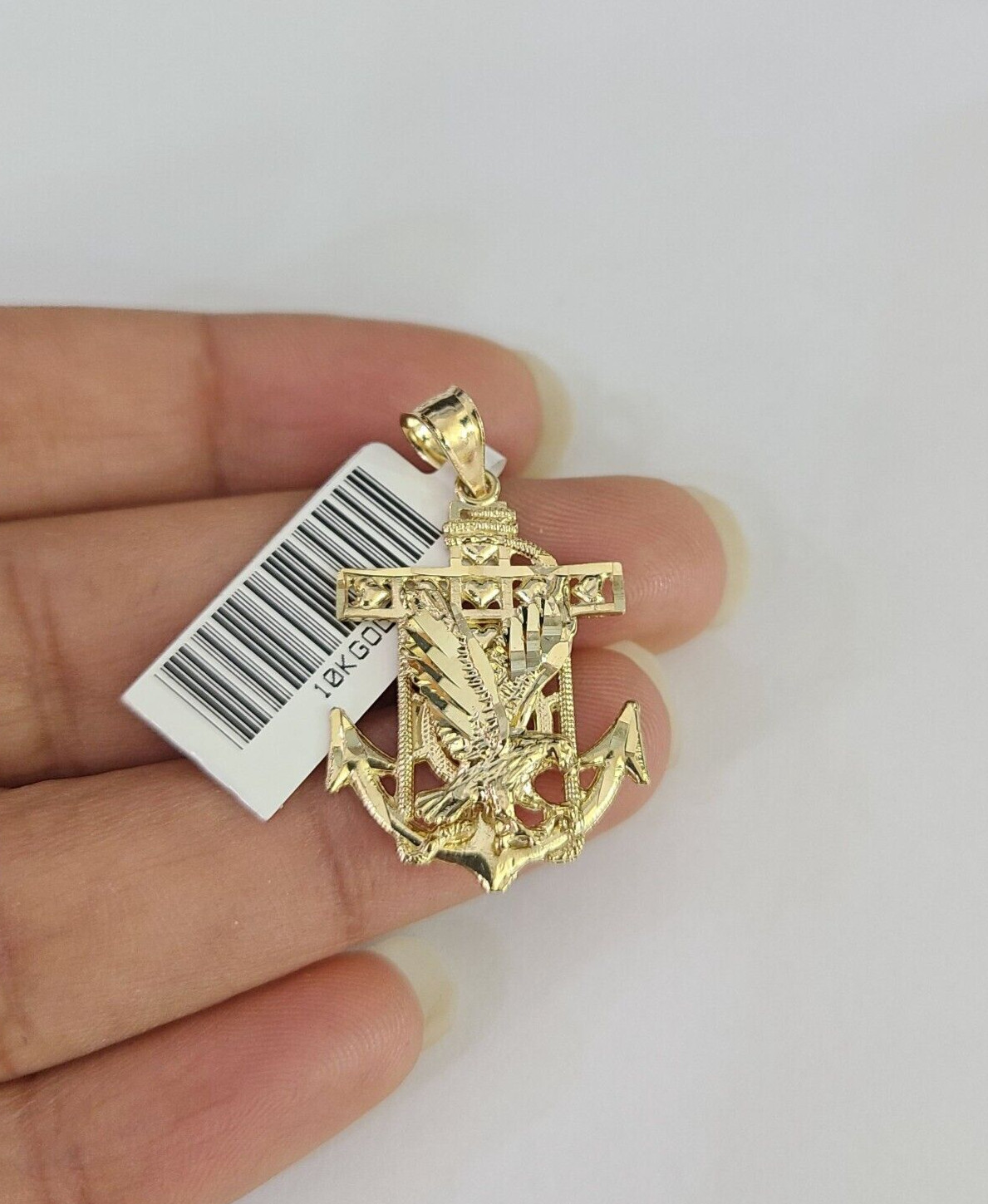 Real 10kt Eagle Anchor Pendant Charm Yellow Gold 10Kt Genuine