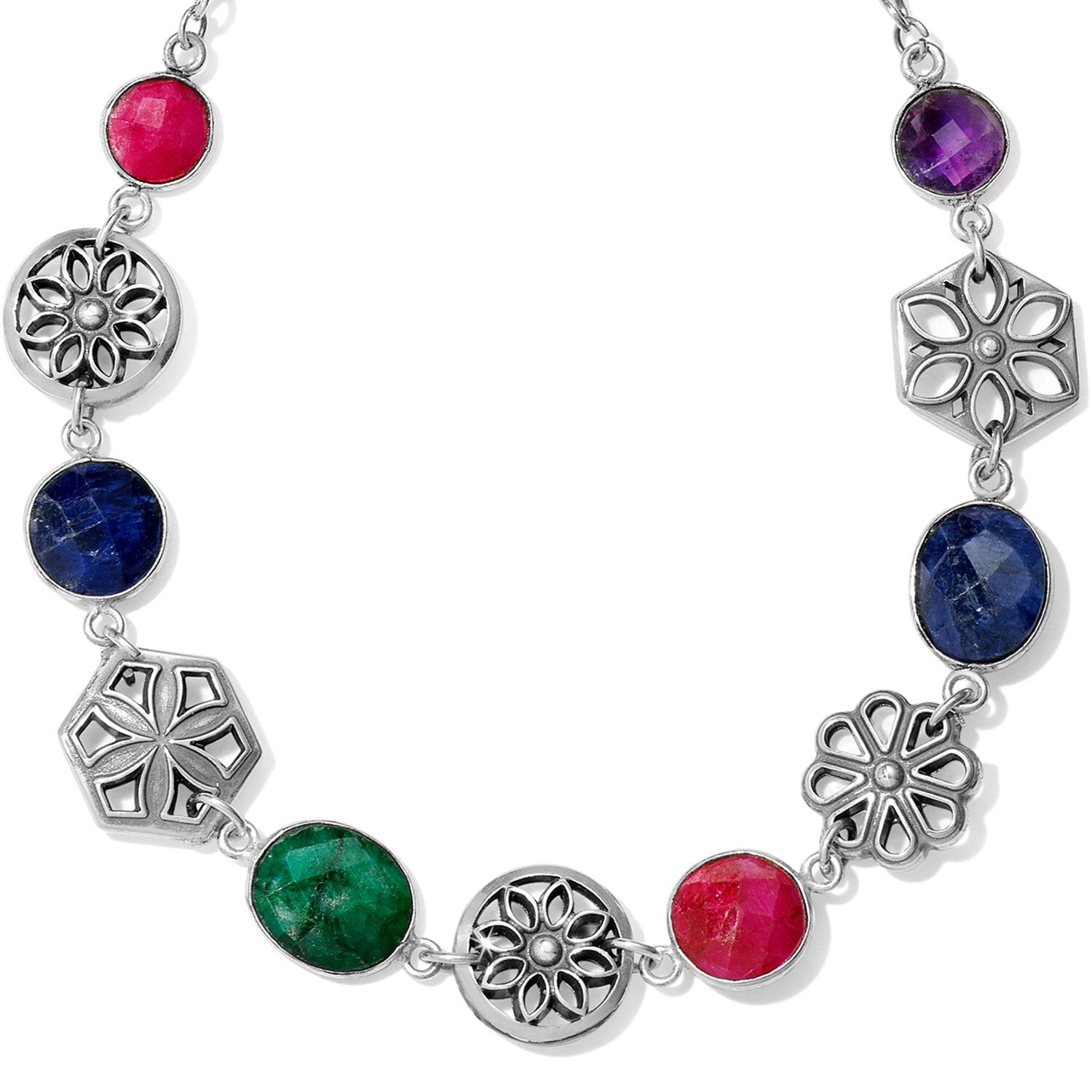 NWT Brighton Journey to India JAIPUR Silver MultiColor Short Necklace MSRP $108