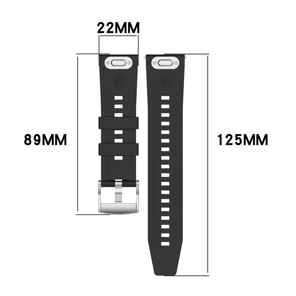22mm Soft Breathable Sporty Silicone Watch Band Quick Release Replacement Strap