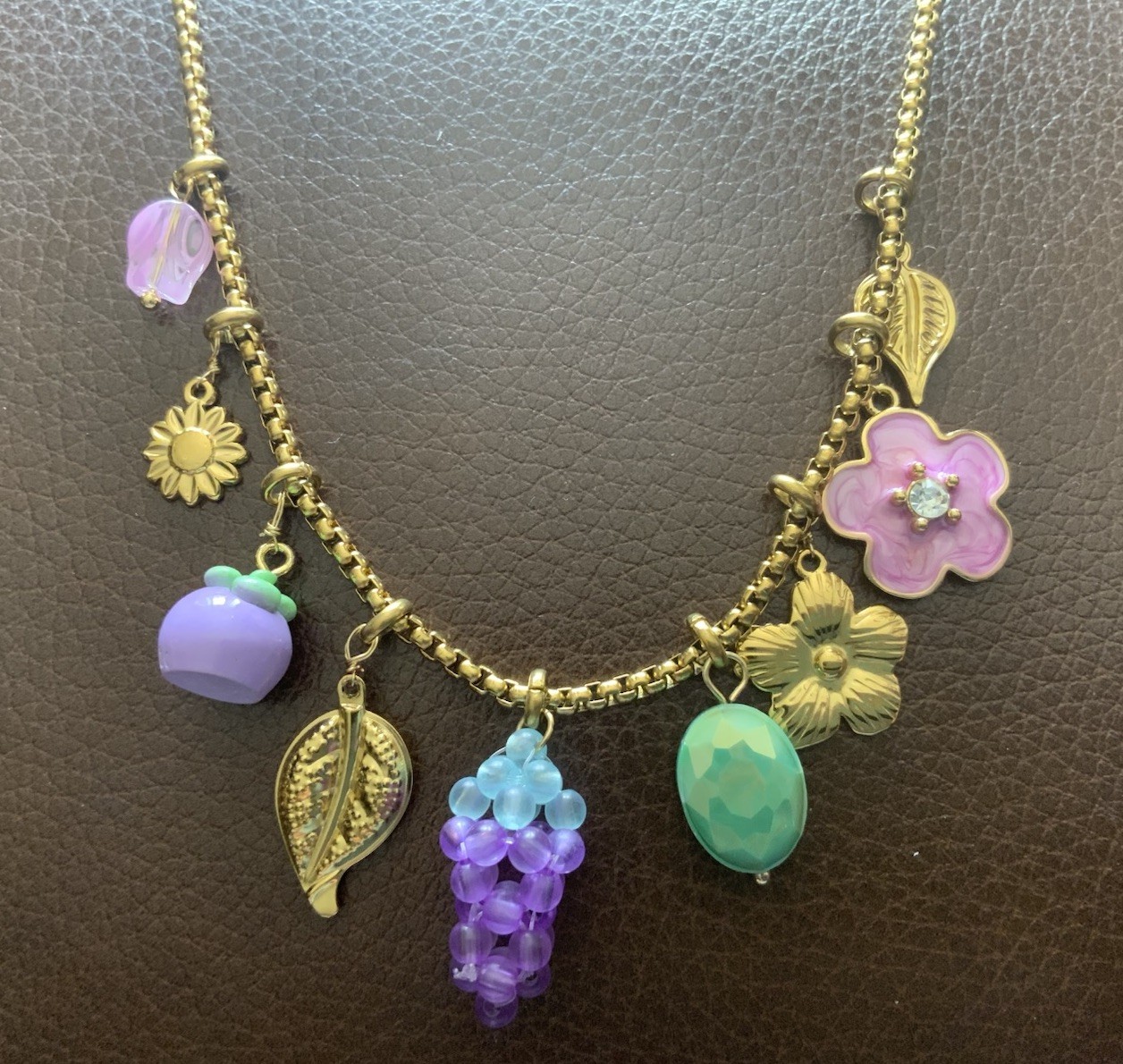 Gold Charm Necklace Les Nereides STYLE Fruit Flower Cottagecore Botanical Boho