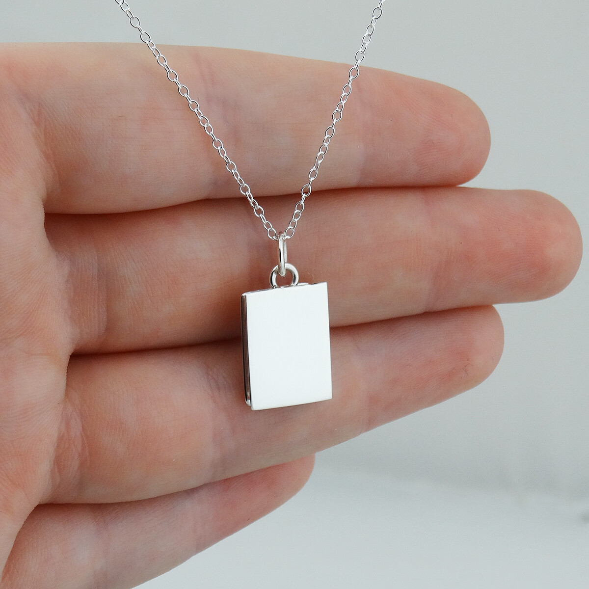 Book Locket Necklace – 925 Sterling Silver – Photo Picture Pendant Charm Open
