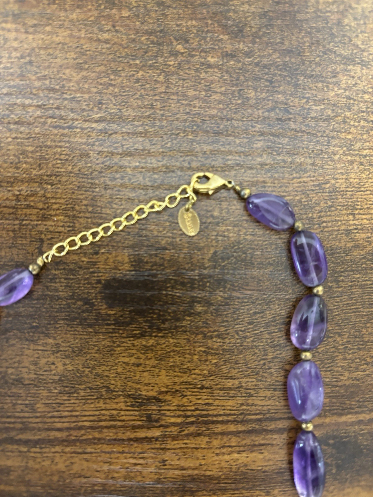 Vintage Sign Stauer Purple Amethyst Oval Beaded Necklace .