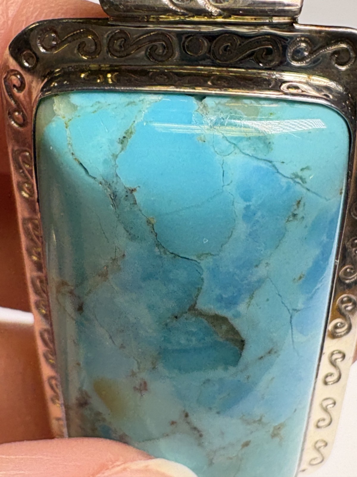 DTR Mine Finds by Jay King Sterling Silver & Turquoise Large Rectangular Pendant